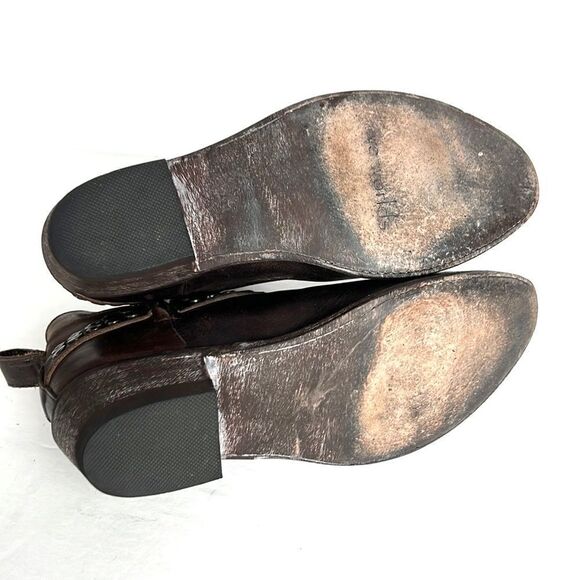 Five Worlds Cordani Serene Studded Cowboy Booties Brown Leather Side Zip 7 1/2 - Picture 11 of 16